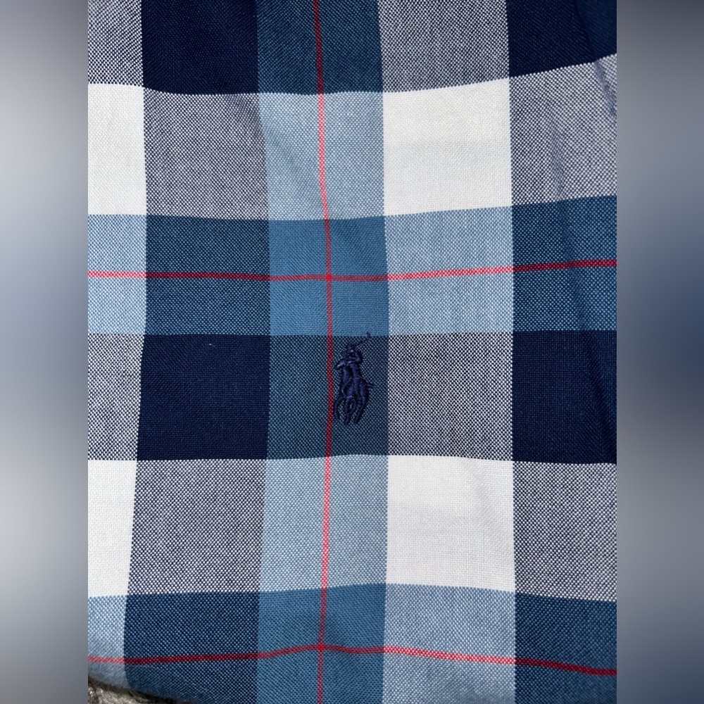 Blue, Red, White and Grey, Long Sleeve Polo Ralph Lauren Dress Shirt